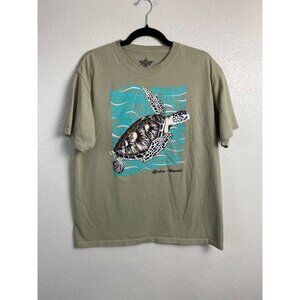 Yachtclub Men Sea Turtle Graphic T-Shirt Men size Large Aloha Kauai Cotton Beige